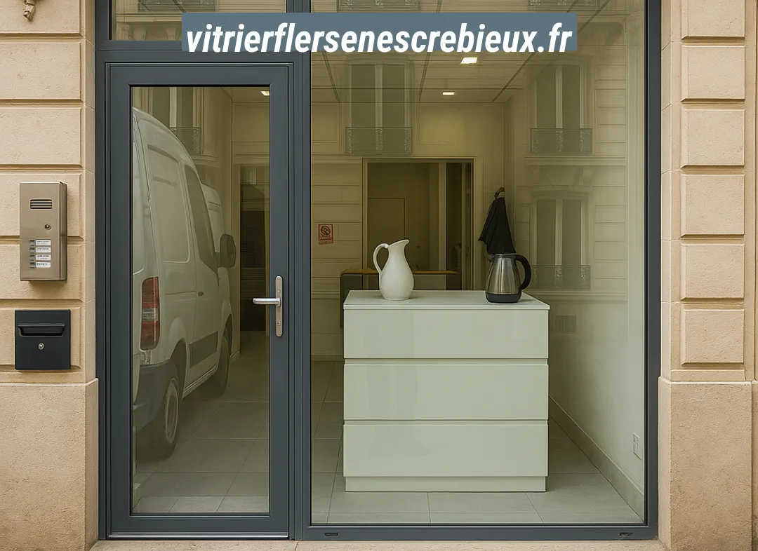 Façade vitrine de magasin en aluminium sur mesure à Flers-en-Escrebieux